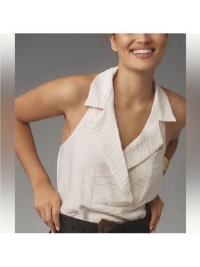 Anthropologie Cream Collared Halter Top New With Tags